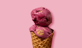 Pink ice cream on pink wall